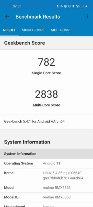 Realme GT Master Edition Geekbench