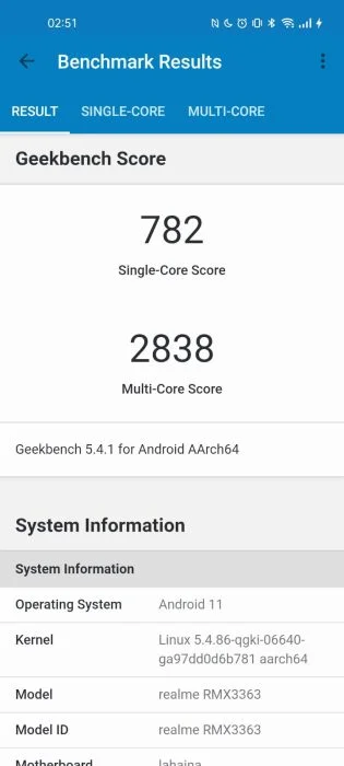 realme GT Master Edition Geekbench