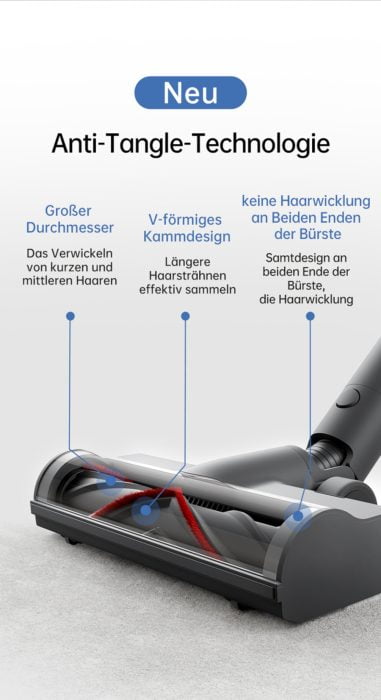 Dreame T20 V-formad rullborste med anti-trassel funktion