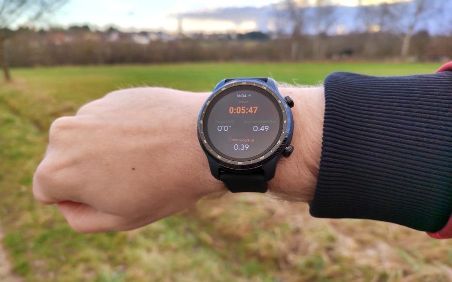 TicWatch Pro 3 Ultra Sport outdoors with AMOLED display