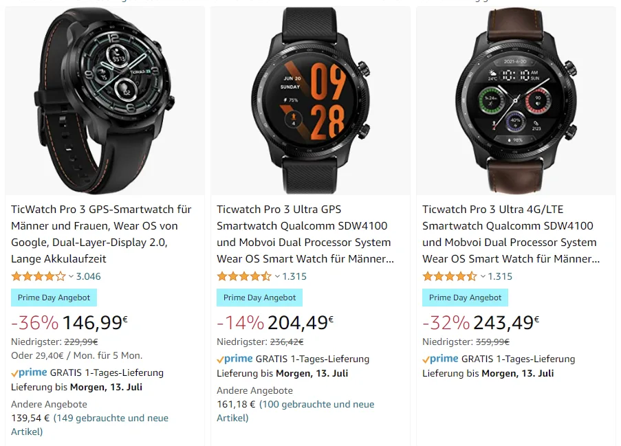 TicWatch Pro 3 Ultra GPS Amazon-aanbieding