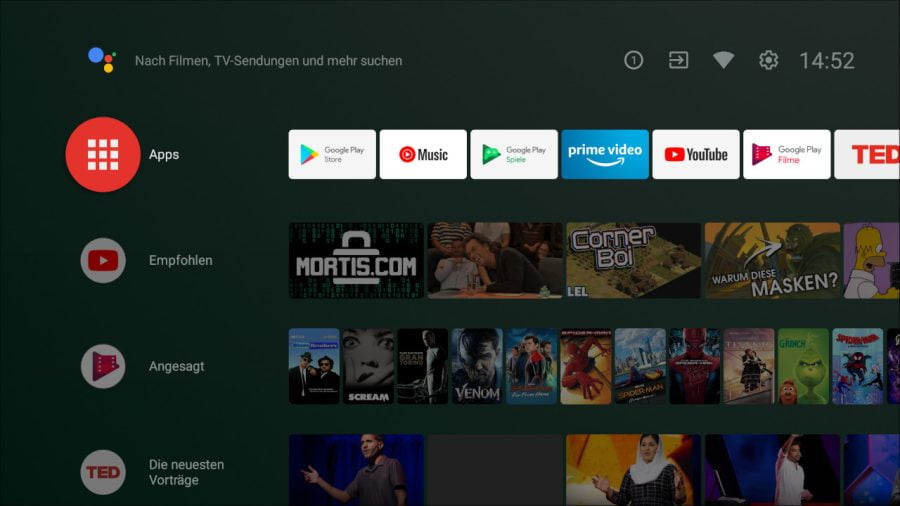 XGIMI Elfin Android TV 10 brugergrænseflade