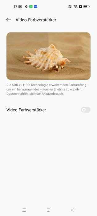 RealmeUI 3.0 aprimorador de cores de vídeo.