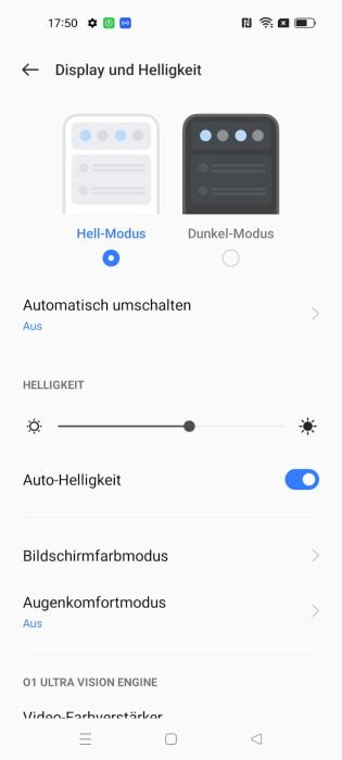 realmeUI 3.0 display settings.