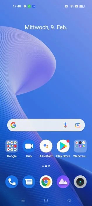 realmeUI 3.0 startscherm.
