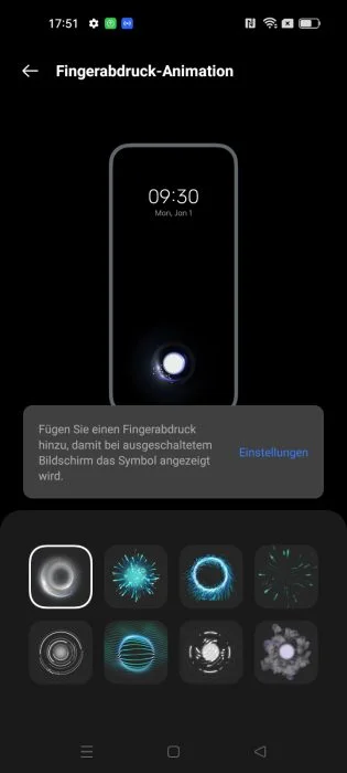 realmeUI 3.0 fingeraftryksscanner.