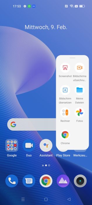 realmeUI 3.0 sidebar.