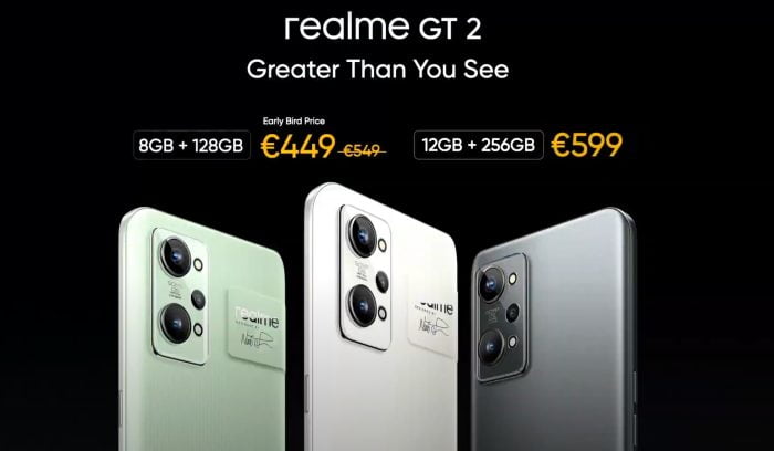 realme GT 2 Preise für den globalen Markt.