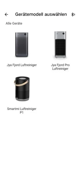 Smartmi Link App Selection of air purifier.