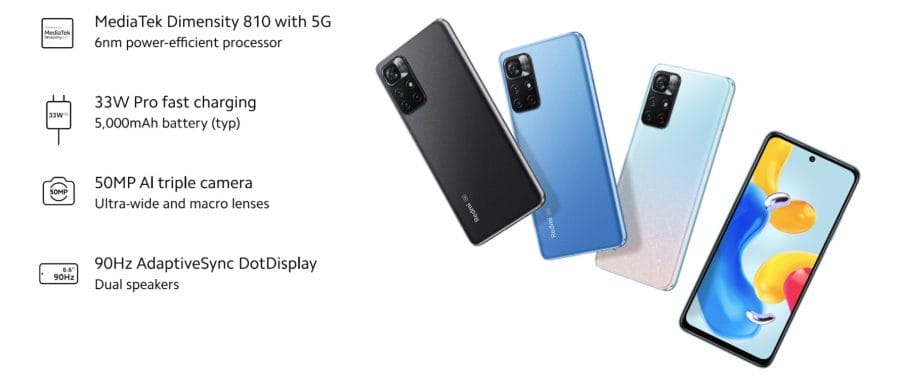 Specifikationsblad för Redmi Note 11S 5G.