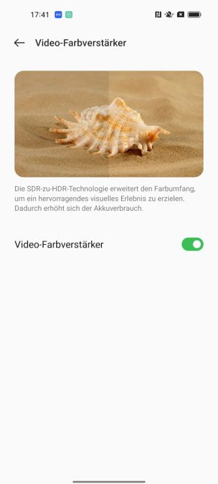 OPPO Zoek X5 Lite ColorOS video kleurverbeteraar.