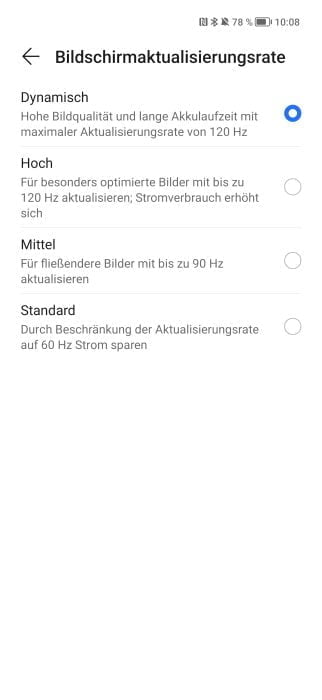 HONOR Magic 4 Pro automatisk skärmuppdateringsfrekvens