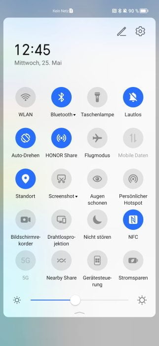 HONOR Magic 4 Pro Magic UI 6 Snabbstartsfält