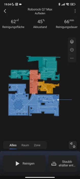 Écran d'accueil de l'application Roborock