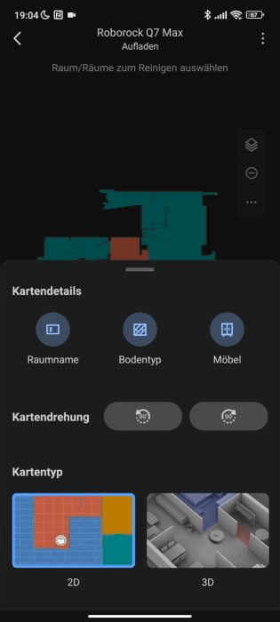 Roborock App Kartendetails