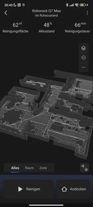 Carte de la salle de l'application Roborock en 3D