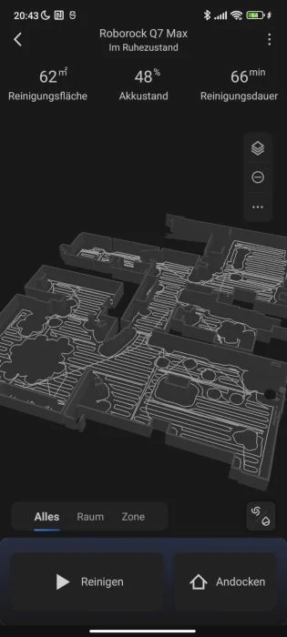 Roborock app rumskarta i 3D