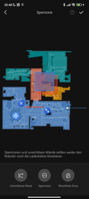 Zonas restritas do aplicativo Roborock, parede virtual e zonas sem limpeza