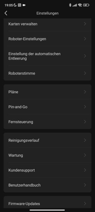 Roborock App Einstellungen