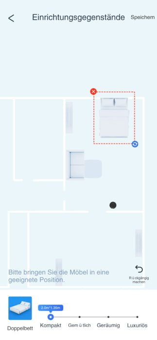 ECOVACS DEEBOT T9 AIVI App 3D mapa da sala adicionar móveis