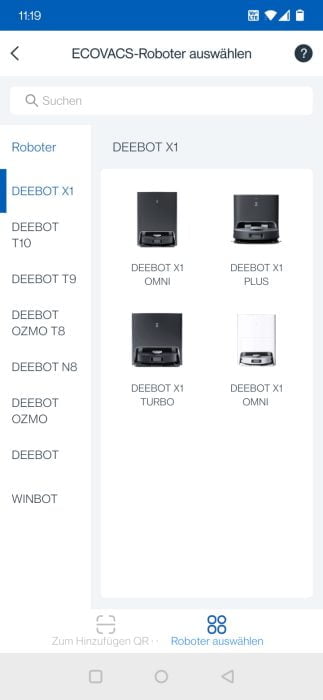 Configuración de la aplicación ECOVACS DEEBOT T9 AIVI Seleccionar dispositivo