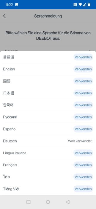 ECOVACS DEEBOT T9 AIVI App opsætning Vælg sprog