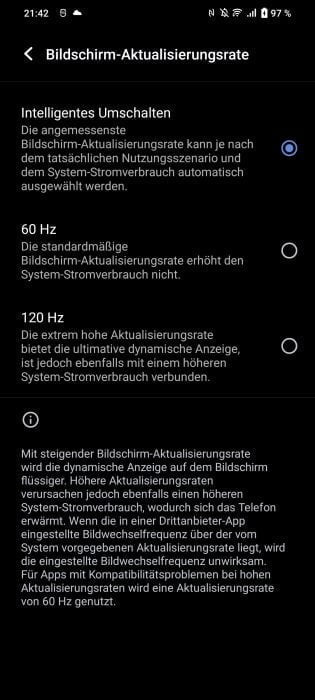 vivo X80 Pro Einstellungen zur Bildwiederholfrequenz