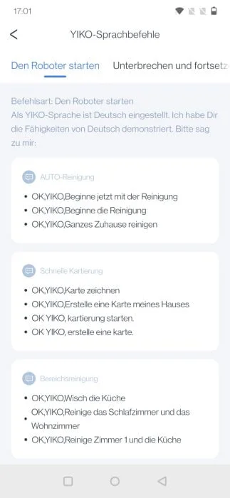 Przegląd poleceń głosowych ECOVACS YIKO