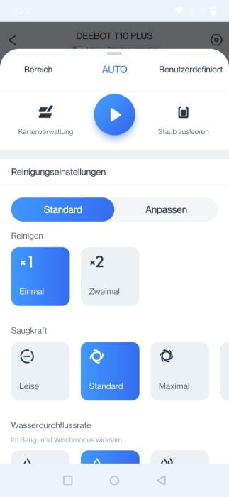 ECOVACS HOME App rengøringsindstillinger (1)