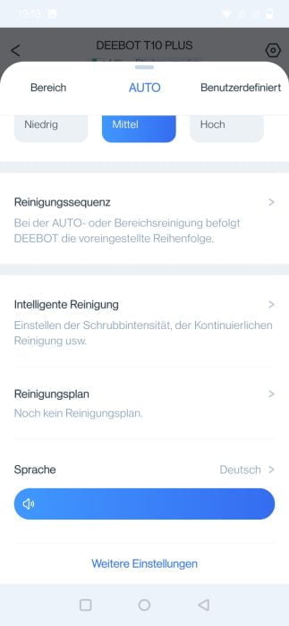 ECOVACS HOME App reinigingsinstellingen (2)