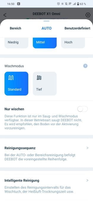 ECOVACS DEEBOT X1 OMNI Cleaning Settings (2)