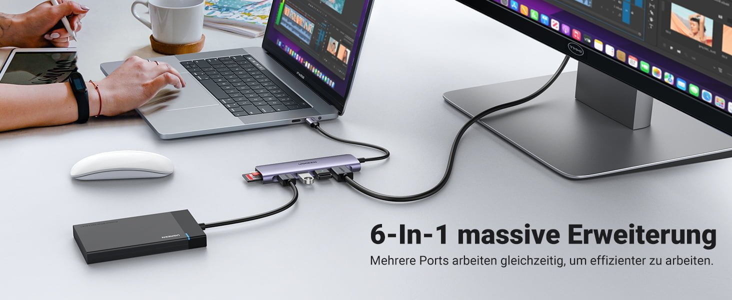 Ugreen 6-in-1 USB-C Hub Plug & Play