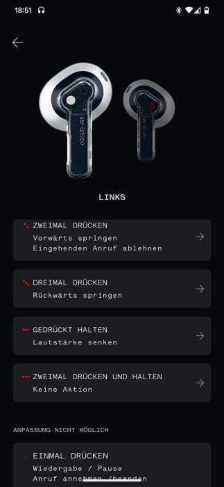 Nothing Ear (stick) Nothing X Atribuição de controle do aplicativo