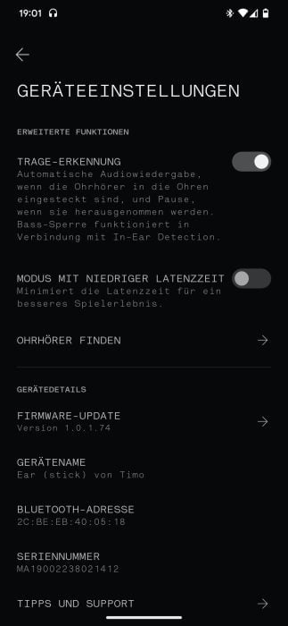 Niets Oor (stok) Niets X app-instellingen