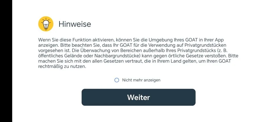 ECOVACS GOAT G1 ​​Ostrzeżenie o fotoradarach