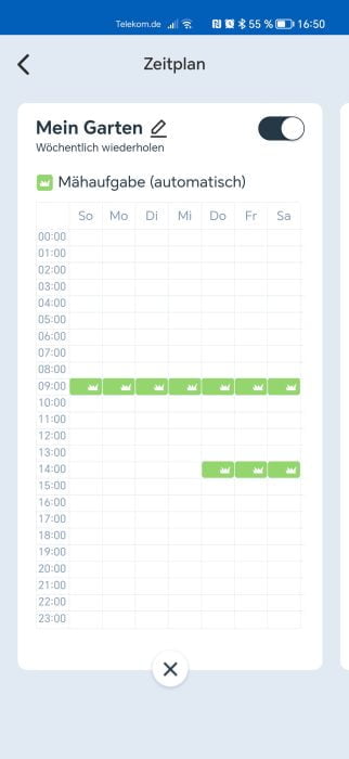 Calendario de la aplicación ECOVACS GOAT G1 ​​(2)