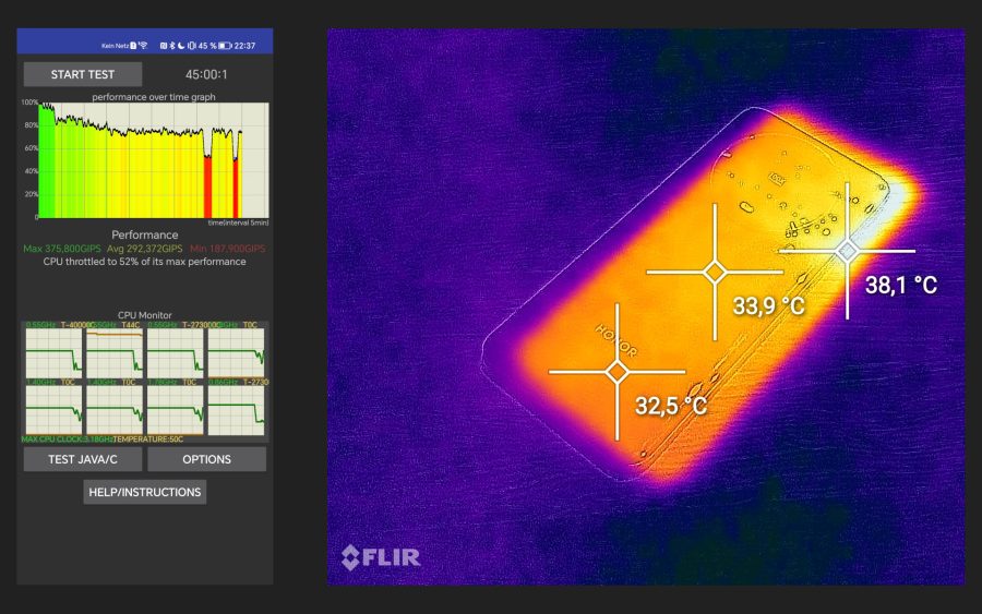 Prise de vue FLIR à étranglement thermique HONOR Magic 5 Pro