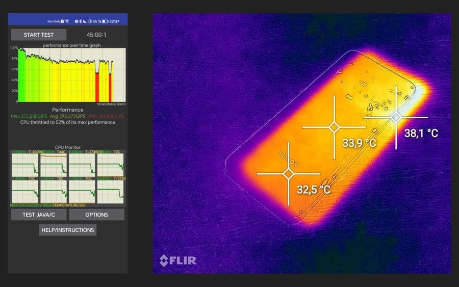 Colpo FLIR con strozzatura termica HONOR Magic 5 Pro