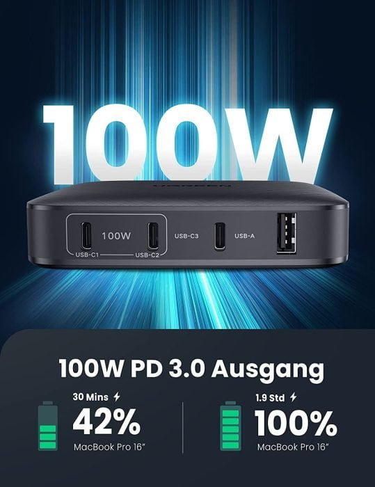 Chargeur UGREEN USB C 100W 4 ports sortie PD 3.0