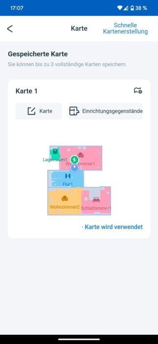 Configurações do mapa do aplicativo ECOVACS DEEBOT T20 OMNI