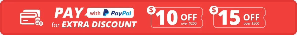 Payer avec PayPal donne une réduction supplémentaire.