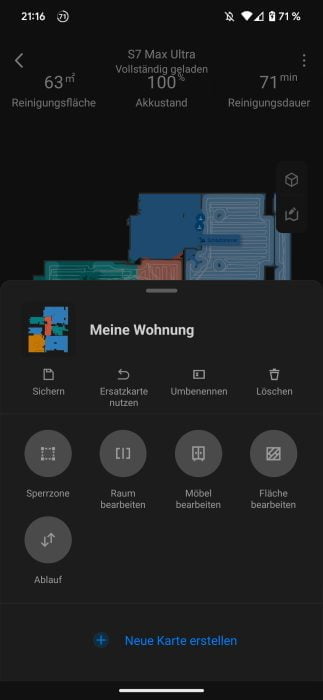 Roborock App Kartenverwaltung