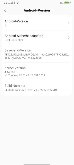 Version Android Blackview BL8800 Pro