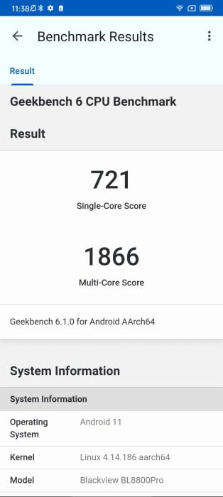 Geekbench Blackview BL8800 Pro