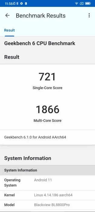 Blackview BL8800 Pro Geekbench