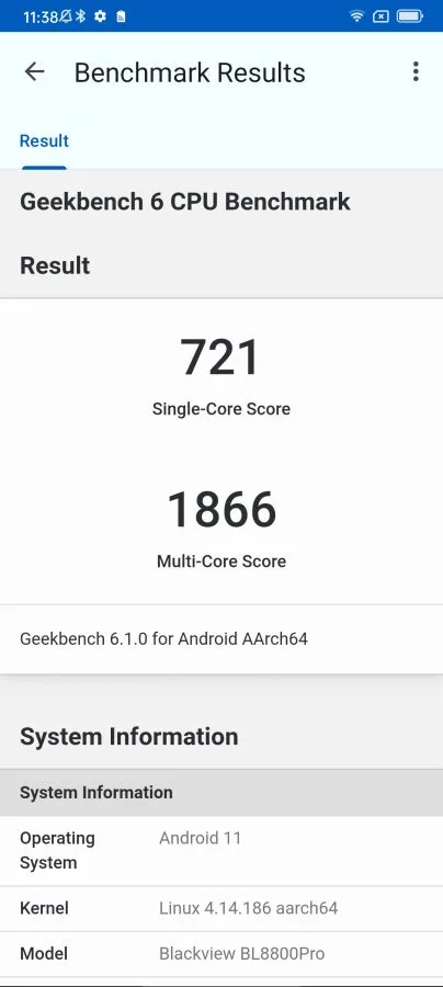 Blackview BL8800 Pro Geekbench