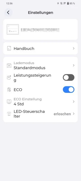 Instellingen van de Bluetti-app