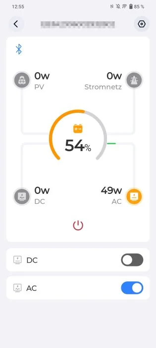 Startscherm van de Bluetti-app