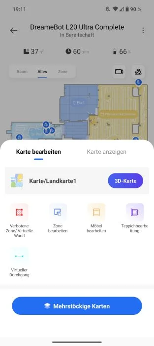 Kaartbewerking van Dreamehome-app