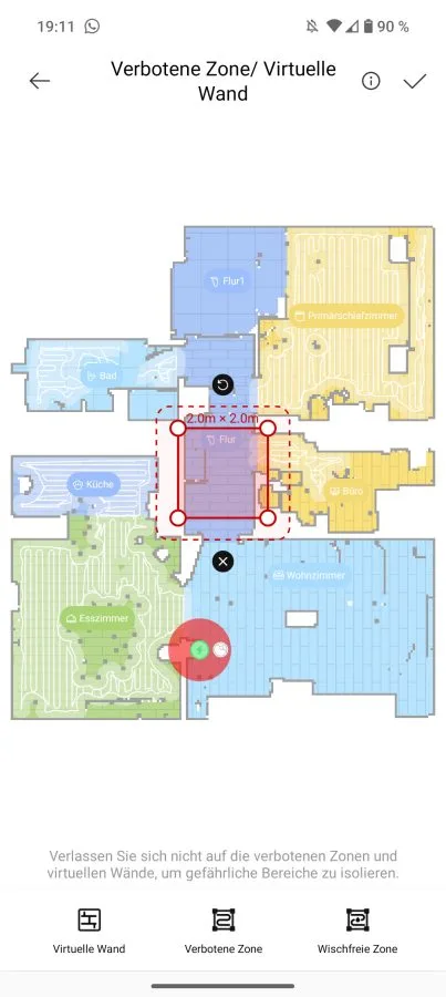 Dreamehome App Kartenbearbeitung Sperrzonen